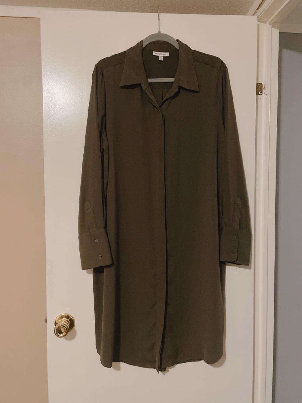 Prologue Army Green Button Down Shirt Dress Size XXL